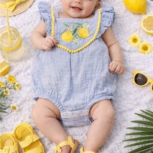 Charming Lemon Embroidered Baby Romper